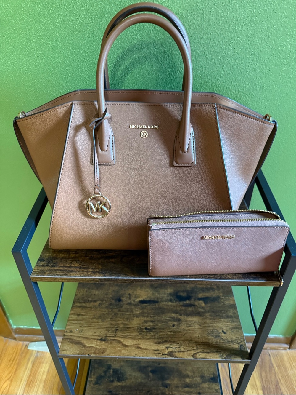 Michael Kors Brown Leather Satchel with Matching Wallet